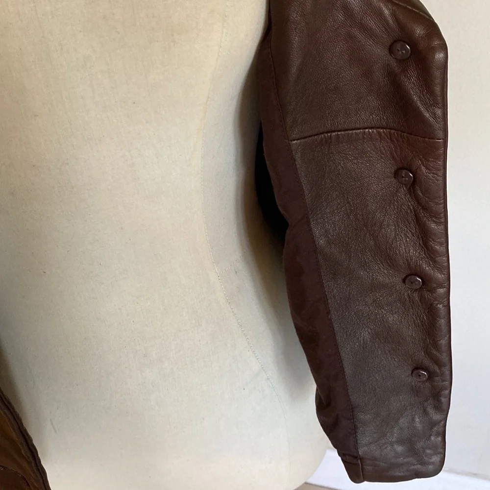 Butter-soft lamb skin chocolate brown Antonio Melani leather jacket, S - Picture 7 of 13